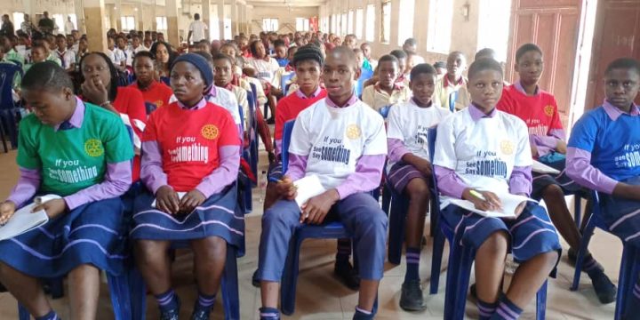 Students in Imo State wore T-shirts with RC Hendon inscriptions during the Mental Health seminar held in Owerri.