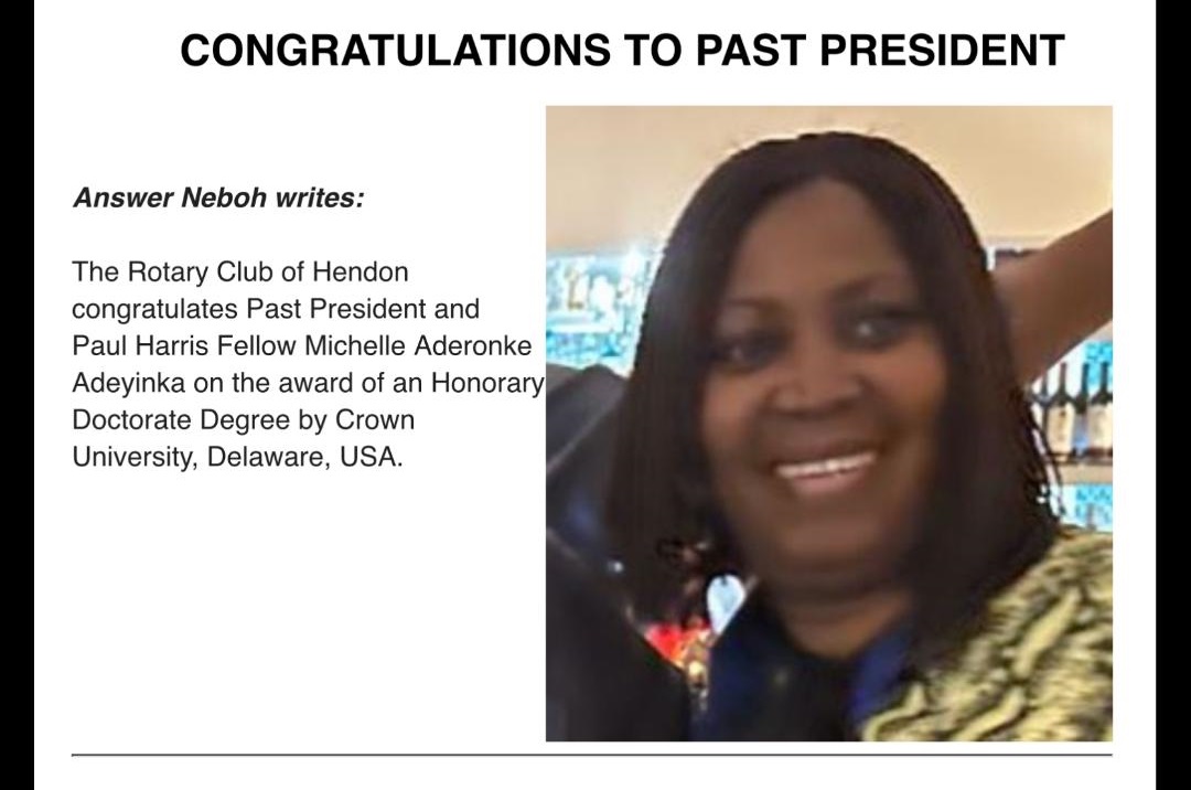 Congratulations to our Past President Michelle Aderonke on the award of an Honorary Doctorate Degree